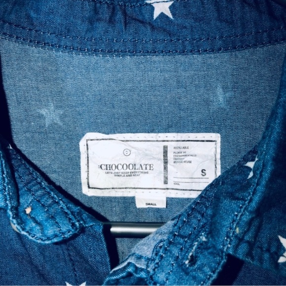 [CHOCOOLATE] BNWOT Denim Star Print Shirt - Picture 4 of 6